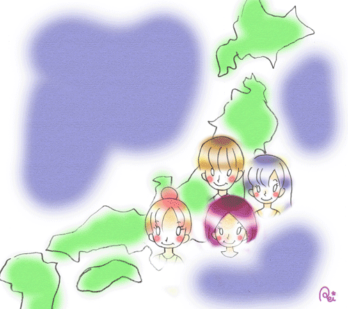 ご近所さんを探してグループを作るというイメージのイラスト