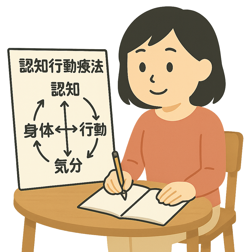 認知行動療法に取り組む女性の図